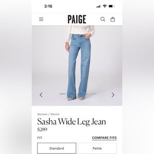 PAIGE Sasha Light Blue Wide Leg Jeans